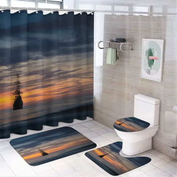 Old Sailboat Marine on a shower curtain