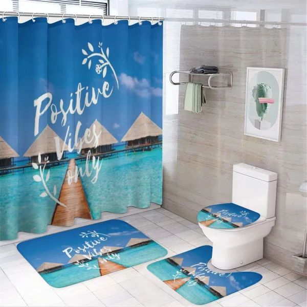 Positive Vibes Only Message on a shower curtain