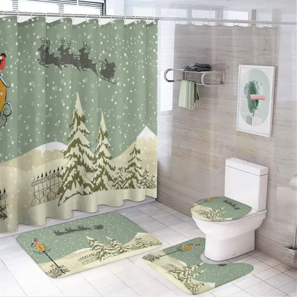 Santa Claus Reindeer on a shower curtain