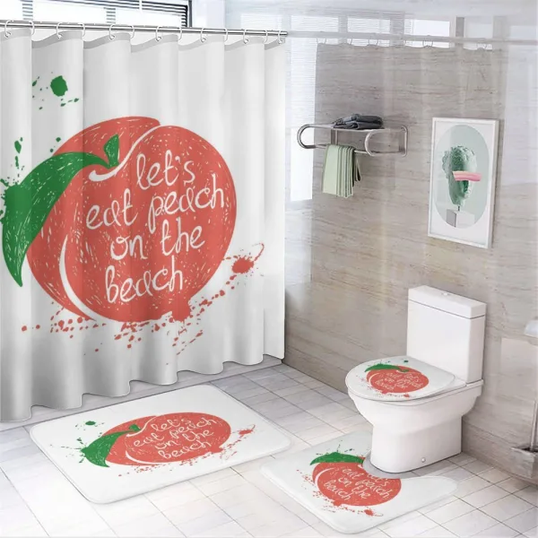 Soft Fruit Quirky Words on a shower curtain