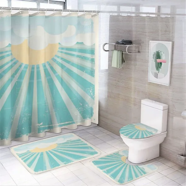 Sun Rays Clouds on a shower curtain