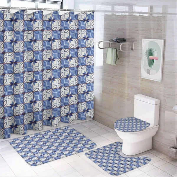 Azulejo Style Tiles on a shower curtain