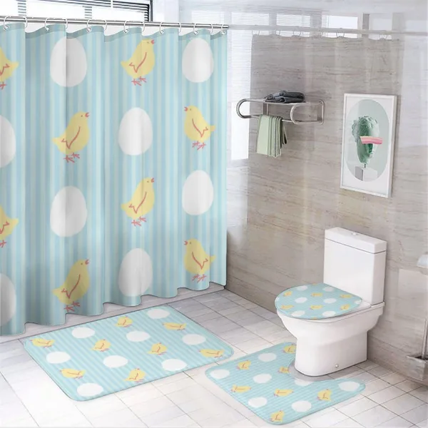 Baby Animal and Eggs Stripes on a shower curtain