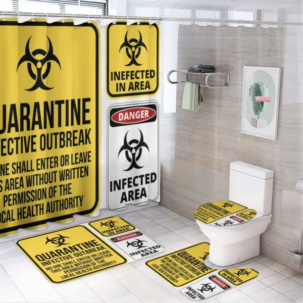 Danger Quarantine on a shower curtain