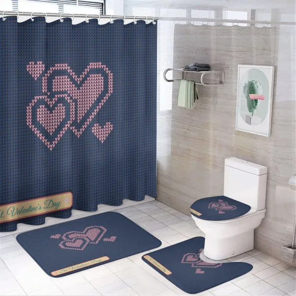 Digital Knit Hearts on a shower curtain