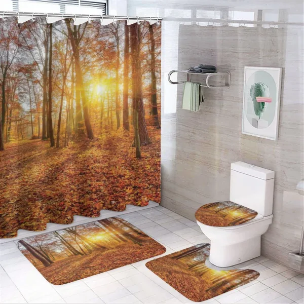 Foggy Sunset Sunbeams on a shower curtain