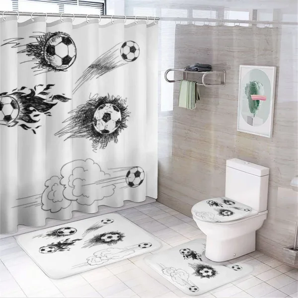 Football in Flame on a shower curtain