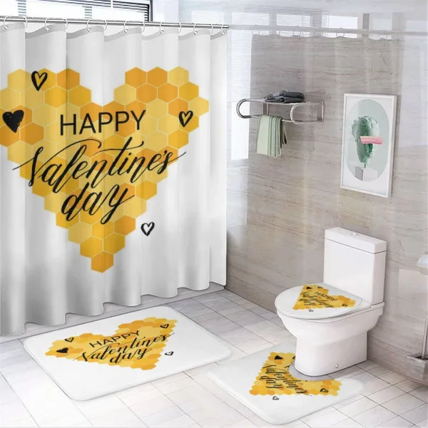 Happy Valentine's Day on a shower curtain