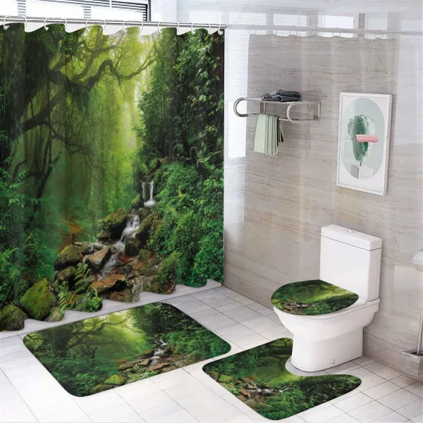 Idyllic Forest Design on a shower curtain