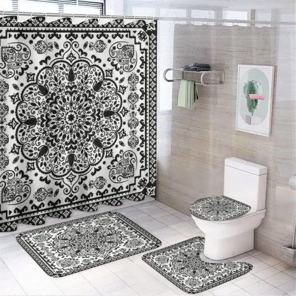 Lace Paisley Black Mehndi on a shower curtain