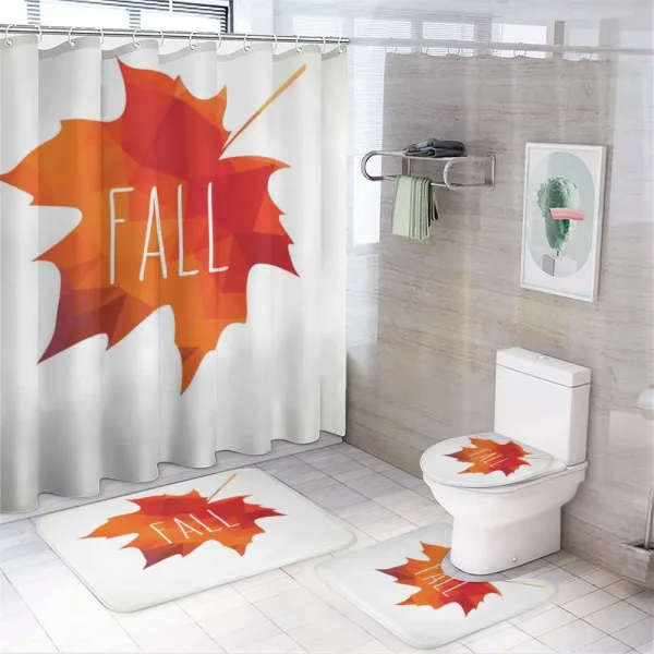 Low Poly Maple Leaf on a shower curtain