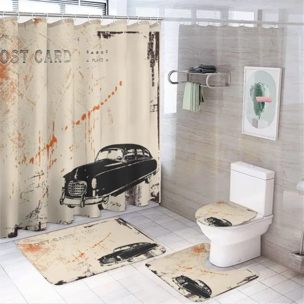 Old Fashioned Car Art on a shower curtain