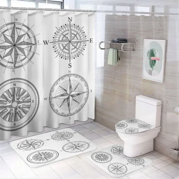 Seafaring Monochrome on a shower curtain