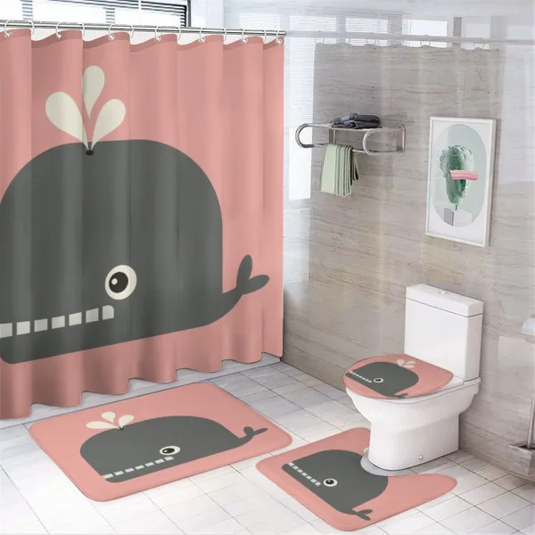 Simple Cartoon Big Fish Art on a shower curtain