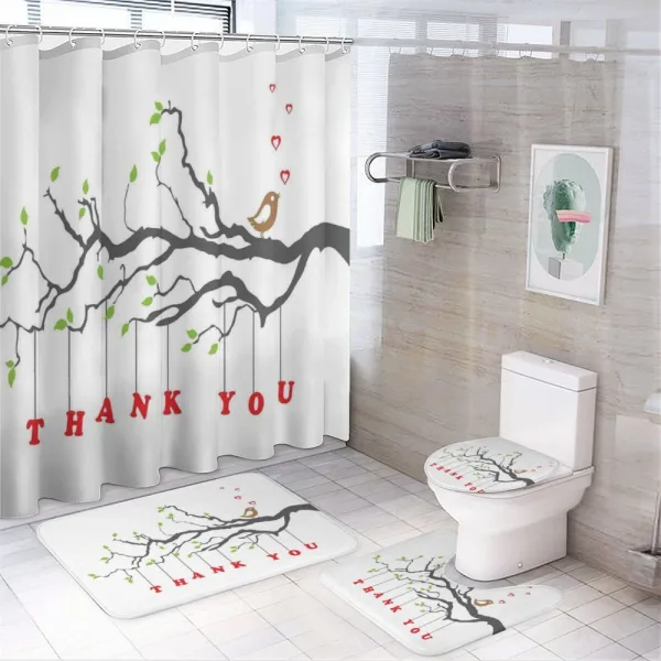 Thank You Words Hearts on a shower curtain