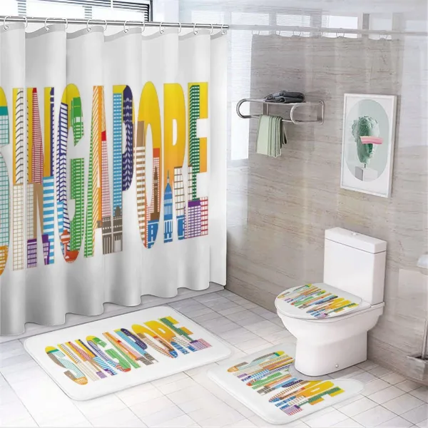 Vibrant Lettering Design on a shower curtain
