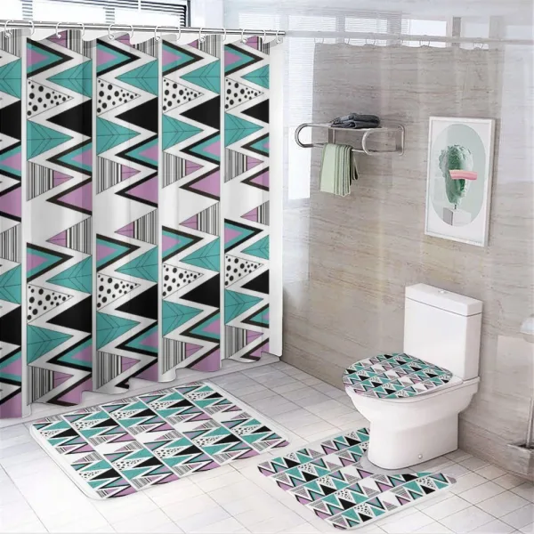 80s Memphis Zigzag on a shower curtain