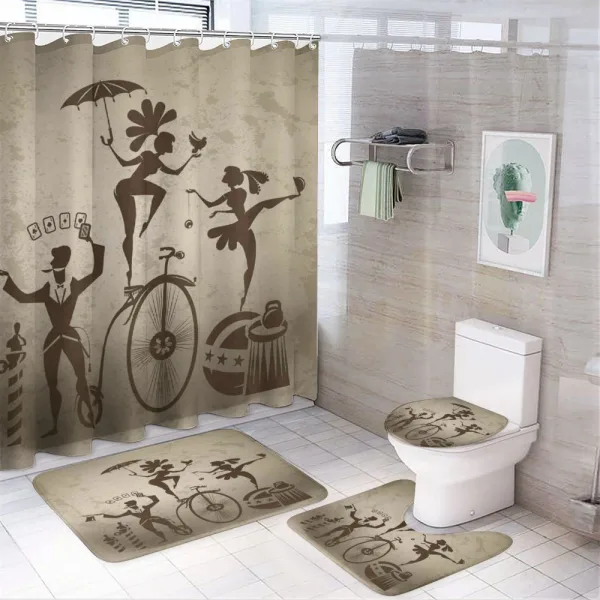 Acrobats and Magician on a shower curtain
