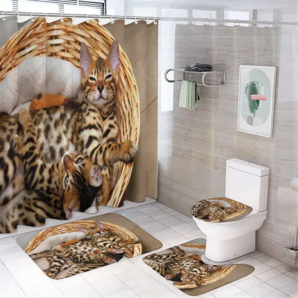 Bengal Cats in Basket on a shower curtain