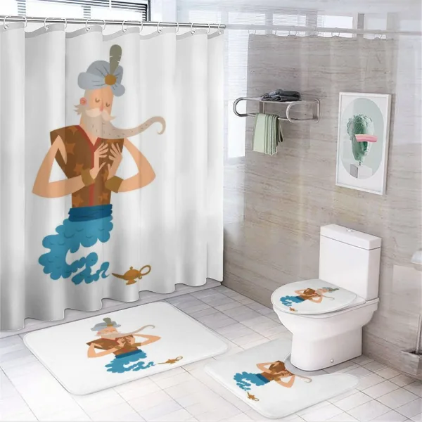 Cartoon Genie Coming on a shower curtain