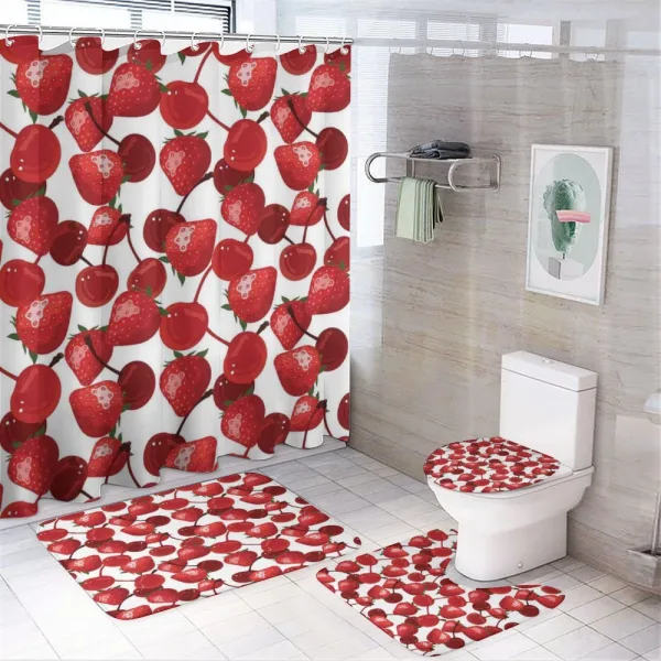 Cherry Picnic Spring Fruits on a shower curtain