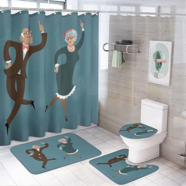 Elderly Swing Dance on a shower curtain