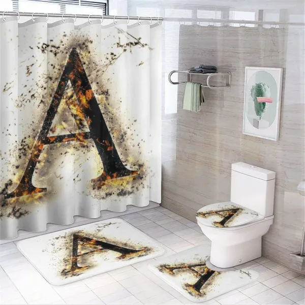 Fiery First Letter on a shower curtain