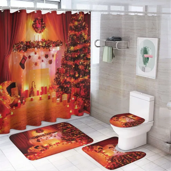 Noel New Years Theme on a shower curtain