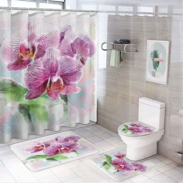 Posy of Hawaiian Plant Art on a shower curtain