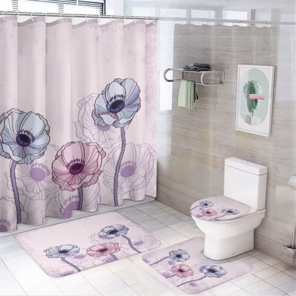 Retro Buds Field on a shower curtain