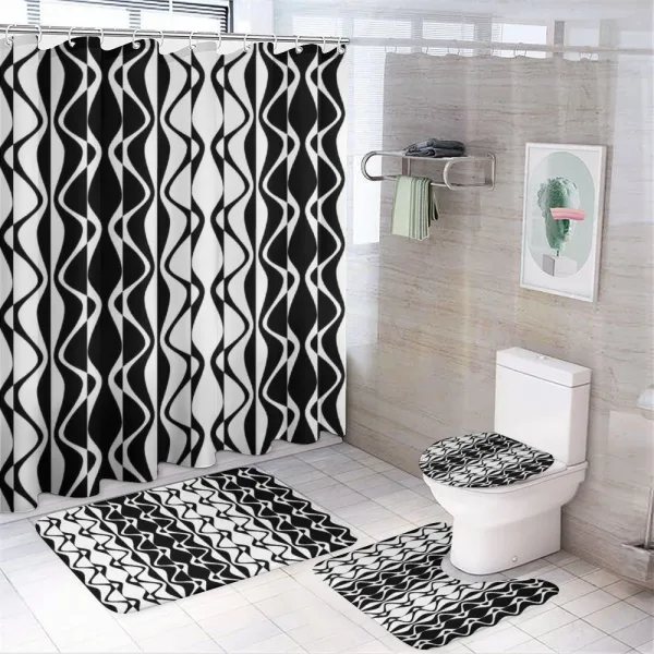 Simplistic Curvy Lines on a shower curtain