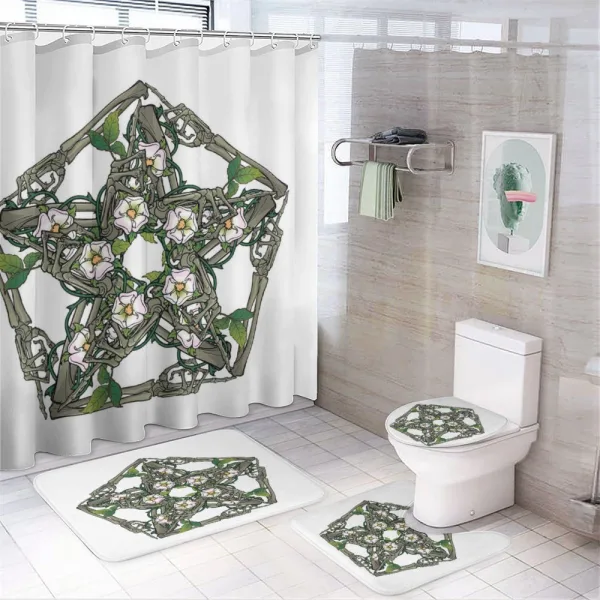 Skeleton Bones and Flowers on a shower curtain