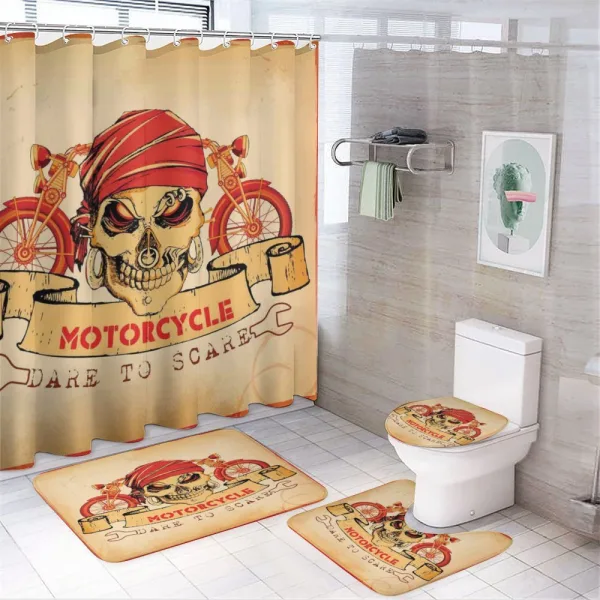 Spooky Racer Motorcycle on a shower curtain