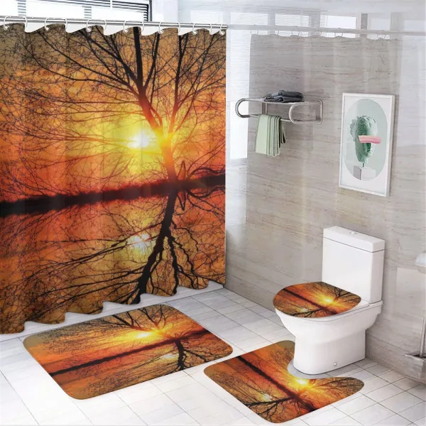 Sunset View with Trees on a shower curtain