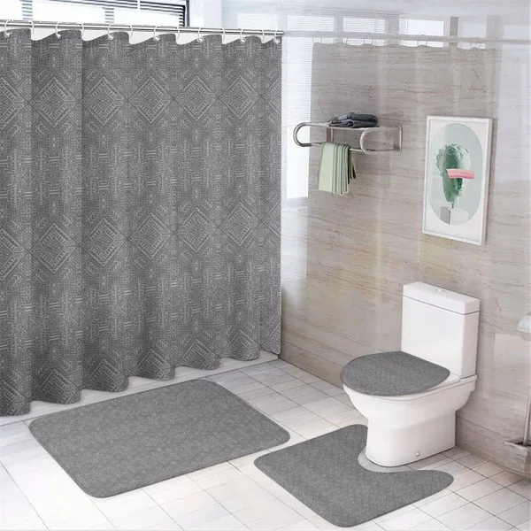 Symmetric Greyscale Motifs on a shower curtain