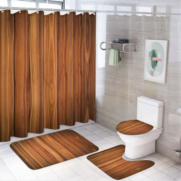 Wooden Planks Image on a shower curtain