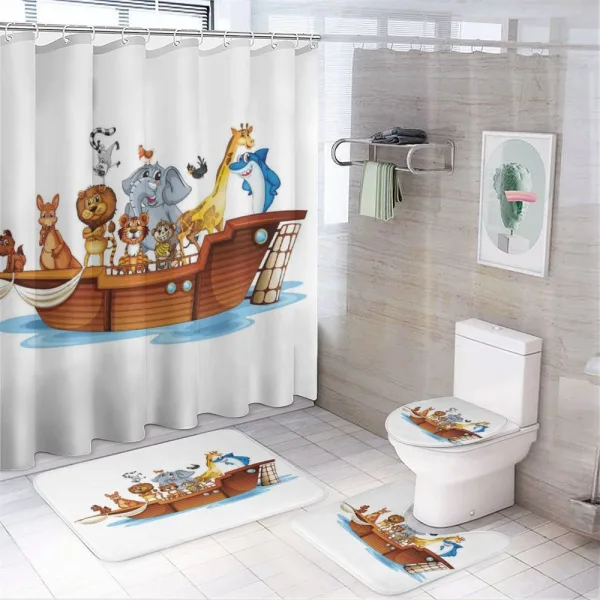 Animals on Mystic Boat on a shower curtain