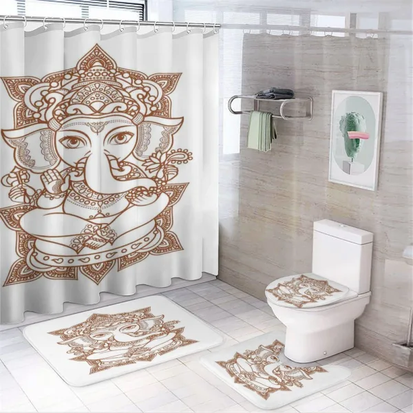 Asian Figure Symbol Boho on a shower curtain