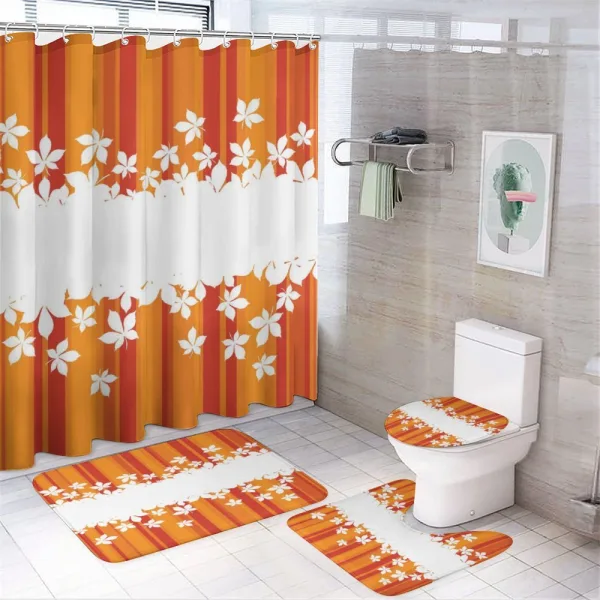 Autumnal Colors Stripes on a shower curtain