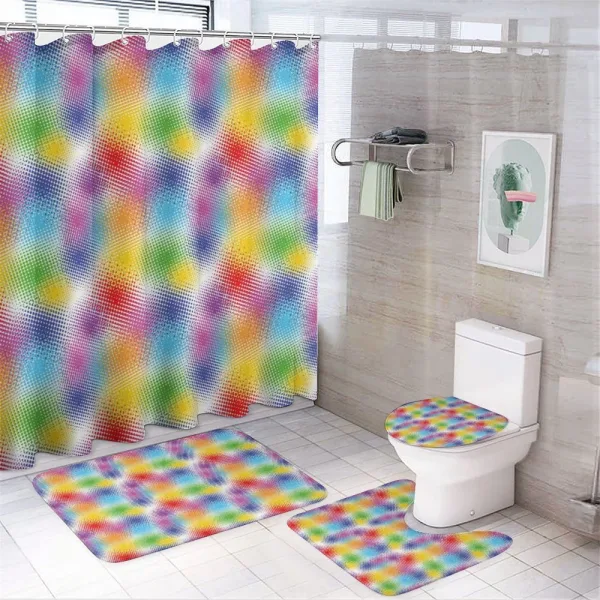 Colorful Dots Halftone on a shower curtain
