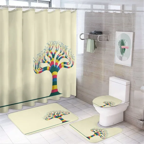 Colorful Tree and the Leaf on a shower curtain