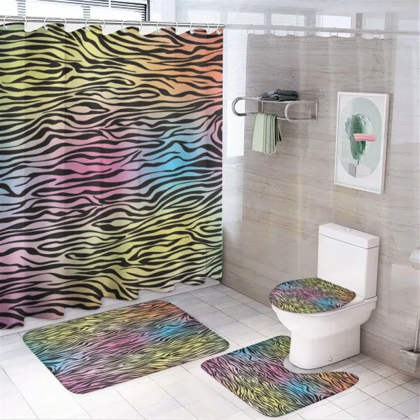 Colorful Wildlife Zebra on a shower curtain
