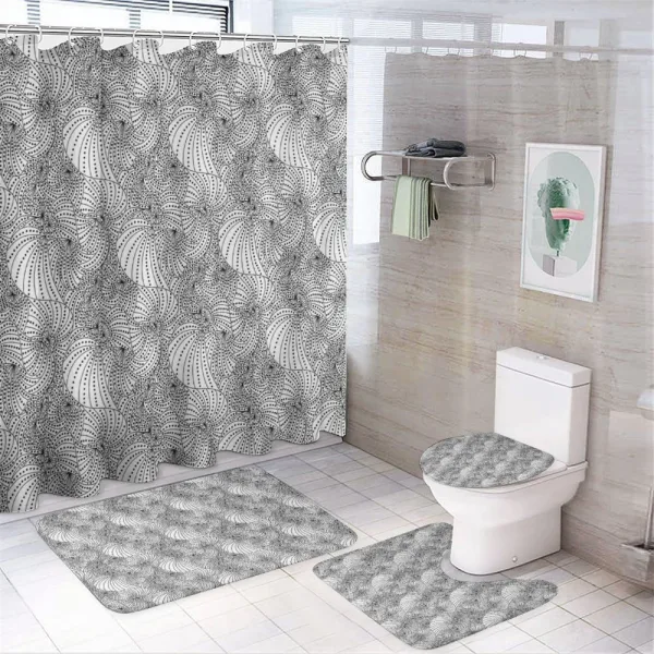 Curvy Hypnotic Lines Dots on a shower curtain
