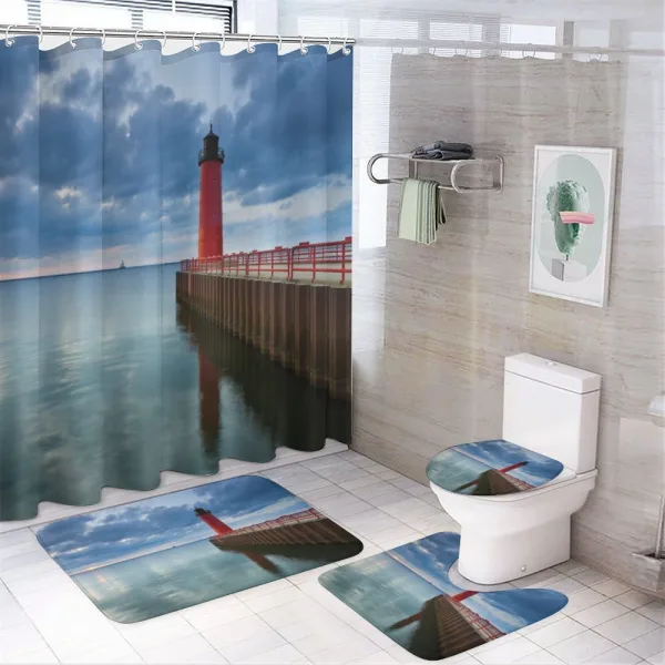 Dramatic Sky Lighthouse on a shower curtain