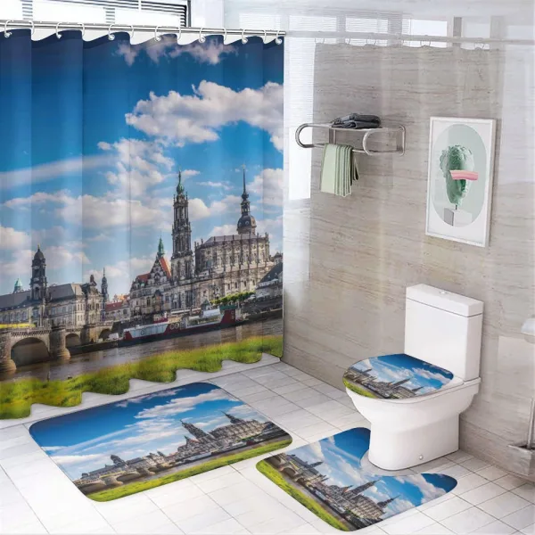 European Town on a shower curtain
