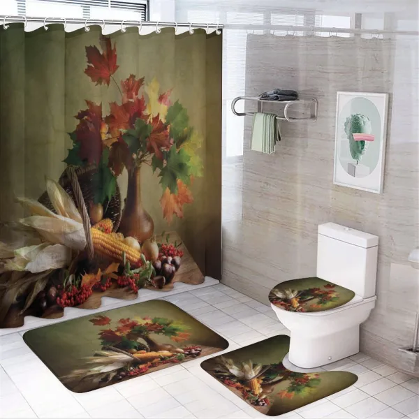 Fall Vegetables Leaves on a shower curtain