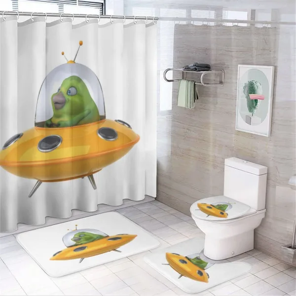Funny UFO Monster Spaceship on a shower curtain