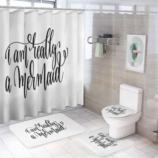 Girl Theme Slogan on a shower curtain