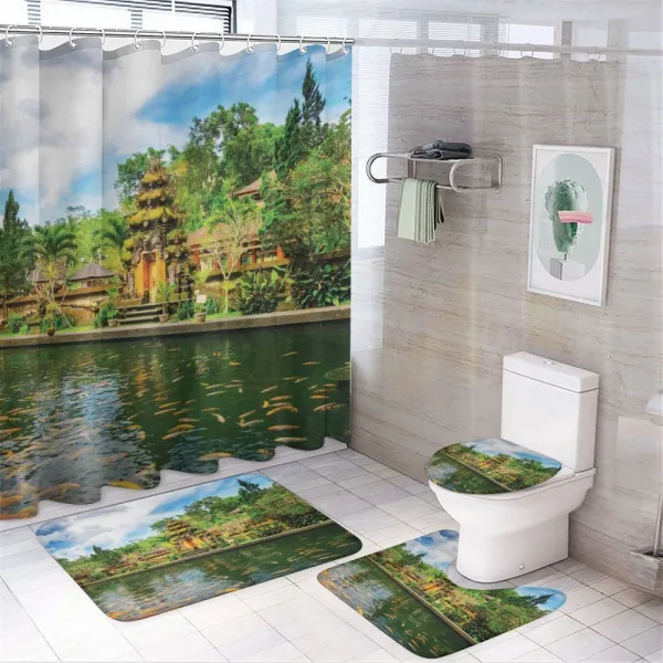 Oriental Fish Lake Sea on a shower curtain