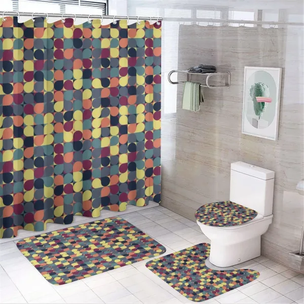 Pastel Circles Squares on a shower curtain